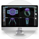Gemvision - Matrix Gemvision Matrix ماتریکس نرم افزاری قدرتمند در زمینه طراحی جواهرات با ویژگی ها و امکانات متعدد برای جواهرسازان می باشد تا به کمک این نرم افزار و ابزارهای موجود در آن اقدام به طراحی و ساخت جواهرات زیبا و سفارشی مشتریان خود و شبیه سازی طرح نهایی به صورت کاملا سه بعدی نمایند. این نرم افزار قدرتمند کاربر را قادر می سازد تا جواهر مورد نظر خود را همانند محیط و واقعی طراحی و ساخته و نتیجه کار را نمایش دهد ، جواهر ساز در صورت تمایل نسبت به نتیجه کار خود می تواند طراحی خود را در محیط واقعی نیز پیاده کند. این نرم افزار محصولی از Gemvision Software می باشد.
